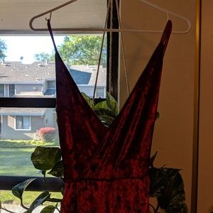 Red Velvet Textured Wrap Dress